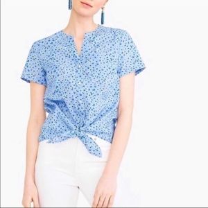 J Crew Periwinkle Blue Floral Printed Short NWT
Sleeve Shirt Tie Front Top XS